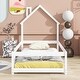 preview thumbnail 18 of 22, Twin Size Wooden Floor Bed with House-Style Headboard and Guardrails for Safe and Imaginative Sleep