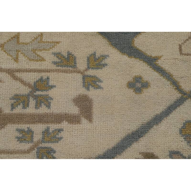 Ivory Oushak Indian Area Rug Handmade Wool Carpet - 8'1"x 9'10"