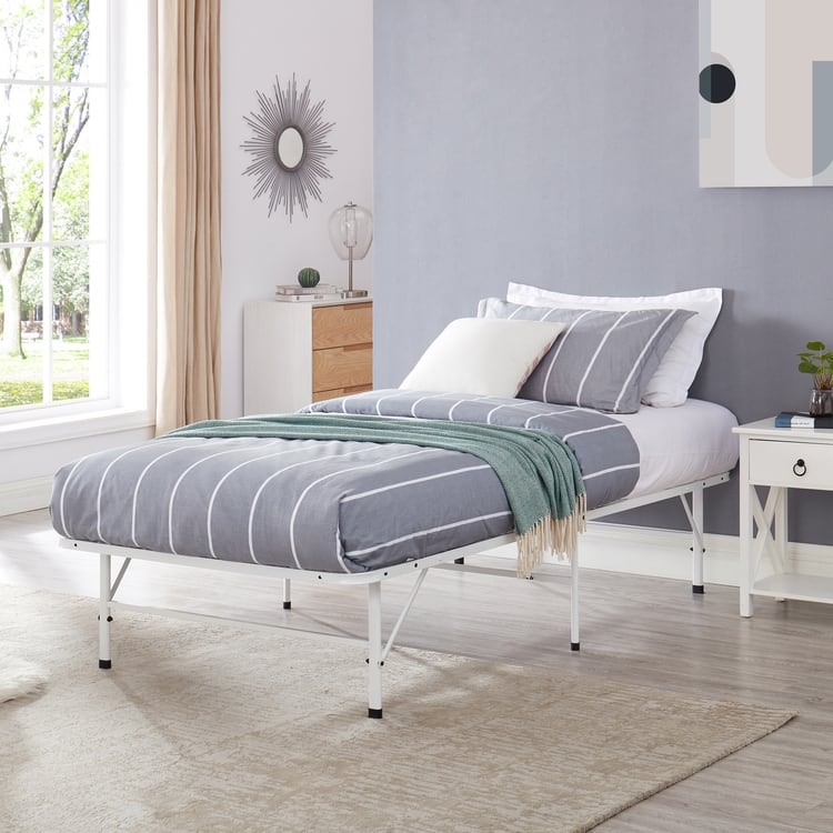 14" Foldable Metal Platform Bed Frame Mattress Foundation with Box Spring Replacement