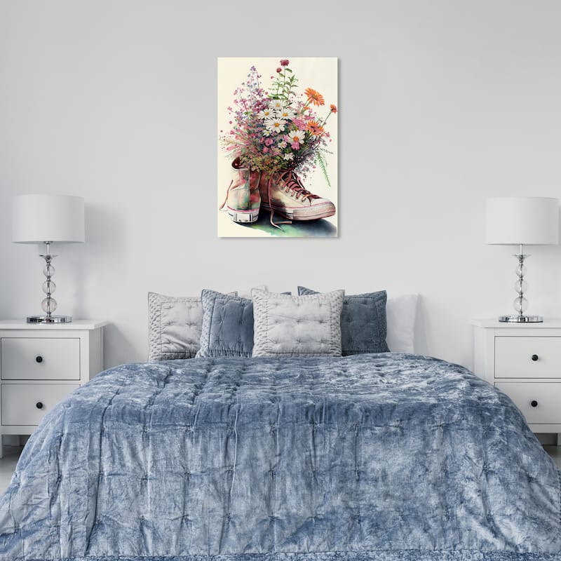 Wynwood Studio Canvas Floral and Botanical Her Favorite Floral Pair White and Dark Yellow Traditional Wall Art Canvas Print - 24 x 36