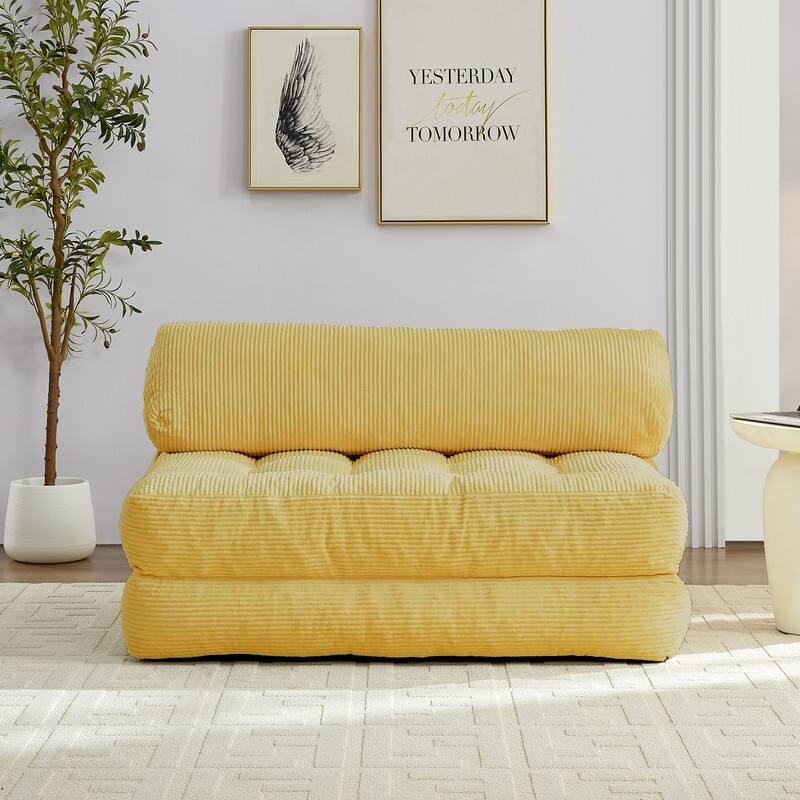 Mixoy W32''/W50'' Corded Velvet Fabric Folding Floor Lazy Futon Sofa Bed