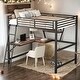 preview thumbnail 1 of 22, Full Size Loft Metal & MDF Bed with Built-in Desk and Shelf, Black Black