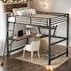 preview thumbnail 1 of 22, Industrial Modern Full Size Loft Metal & MDF Bed with Built-in Desk and Shelf, Sturdy Construction & Safety Guaranteed, Black Black