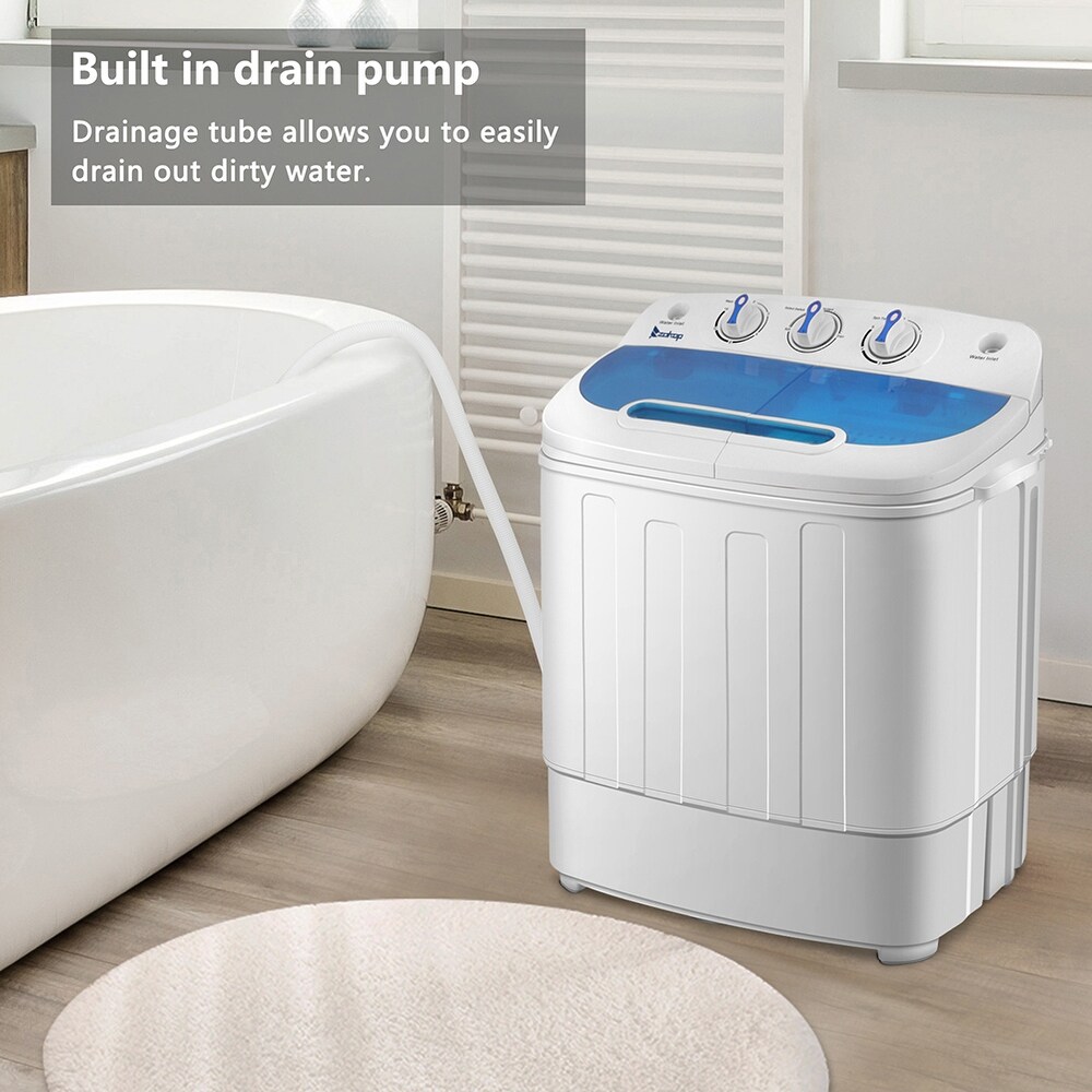 Gymax 26 lbs Twin Tub Laundry Washer Portable Semi-automatic Washing  Machine Gray 