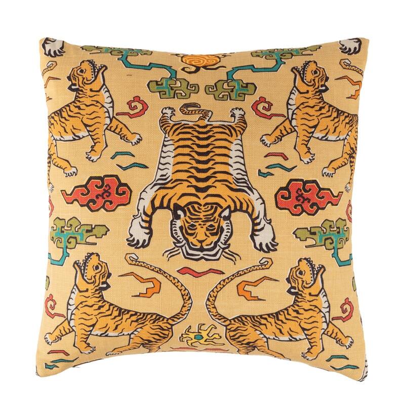 Sherry Kline 22-inch Tiger Land Feather Down Fill Pillow Black, Pink, Gold, Teal Color Options - Gold