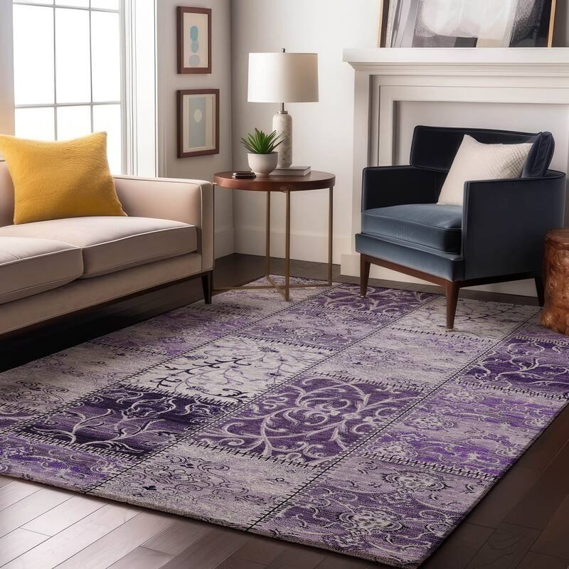 Premium Washable Super Soft Moroccan Boho Patchwork Mayfield Rug - Purple - 8' x 10' - Rectangle
