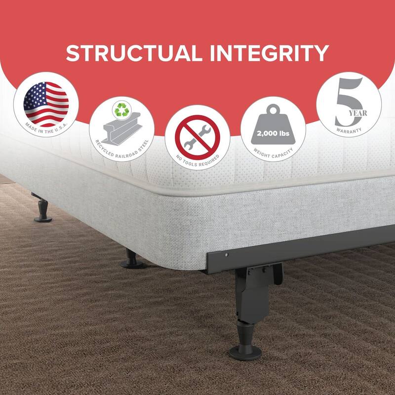 Heavy Duty Multi-Fit Bed Frame - Twin, Full, Queen, King, Cal King - Universal Rail Design