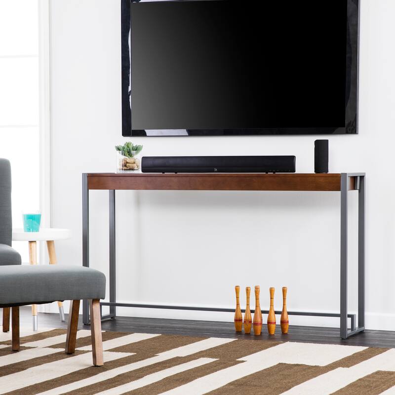 SEI Furniture Macen Modern Narrow Industrial Console Table - Dark Tobacco / Gunmetal