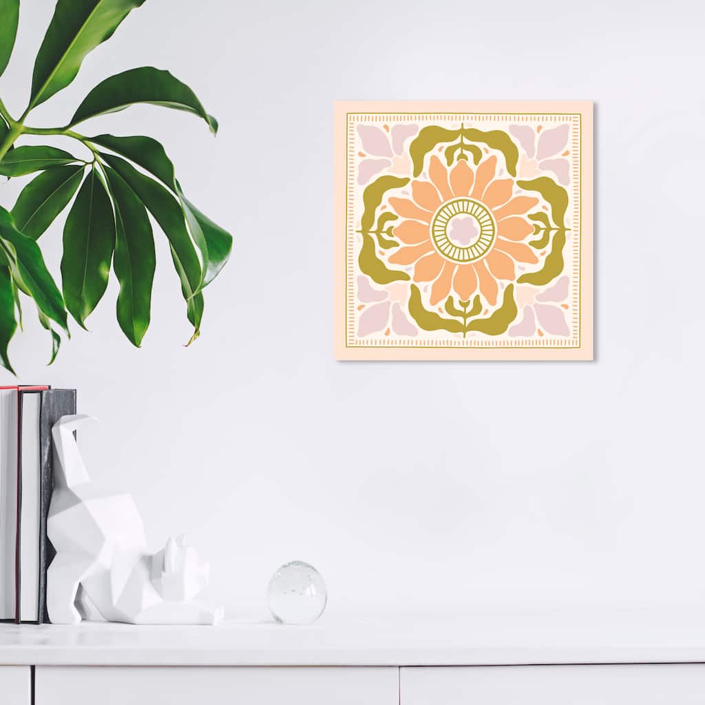 Wynwood Studio Canvas Fashion and Glam Art Deco Flower Scarf Pink and Light Pink Vintage Wall Art Canvas Print