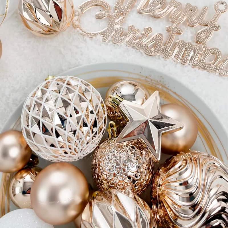 65 Pcs Christmas Decoration Ball Ornaments Set for Holiday Party Wedding - N/A
