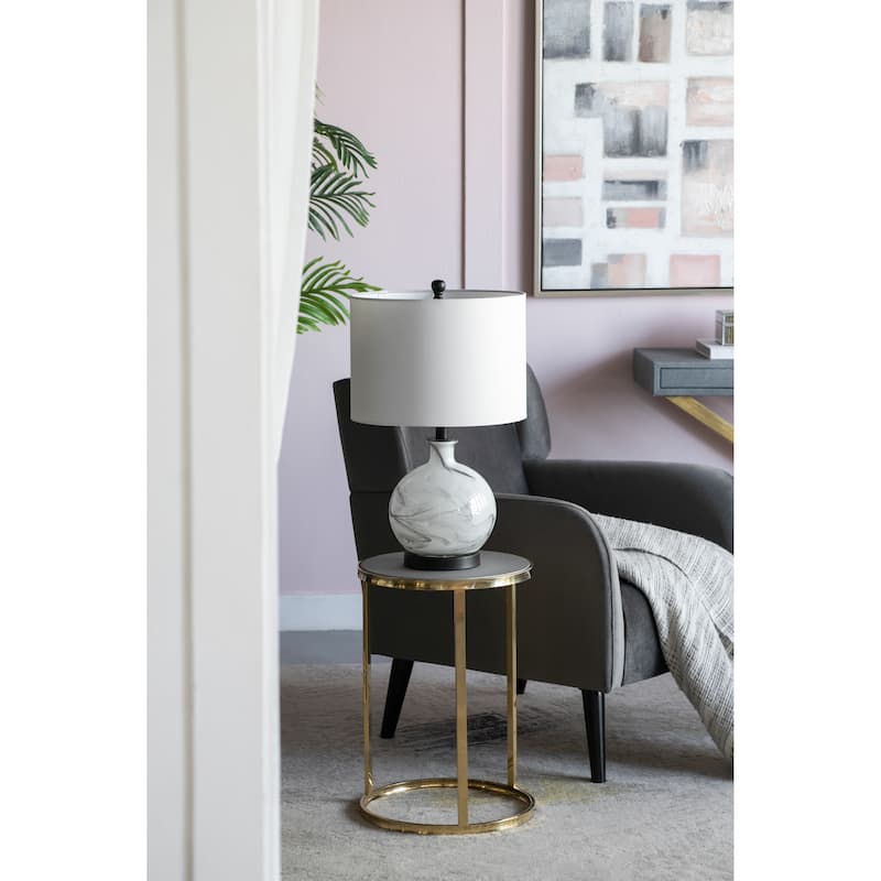 14x14x23" White And Grey Glass Table Lamp