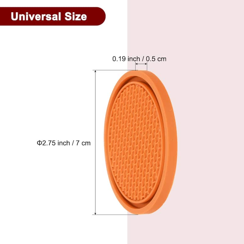 2pcs Car Cup Coasters PVC Car Cup Mats Non-Slip Universal Cup Holder - 2.76" - Orange