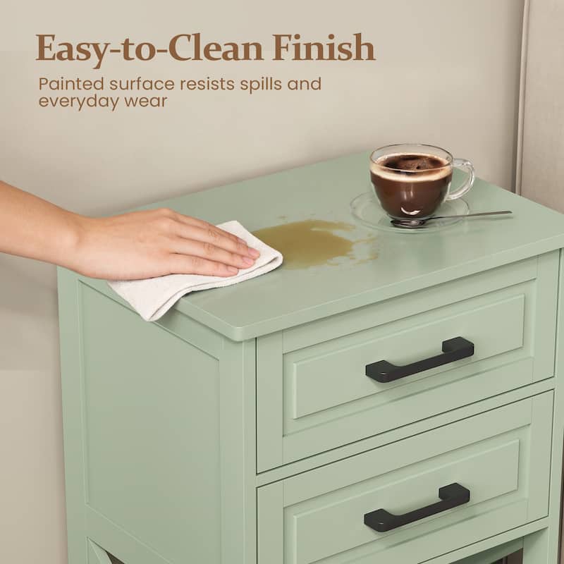 Tall Nightstand with 2 Drawers and Open Shelf Below