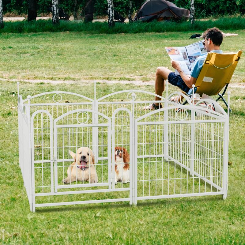 Dog Playpen Indoor 24 inch 8 Panels Metal Dog Pen Pet Dog Fence