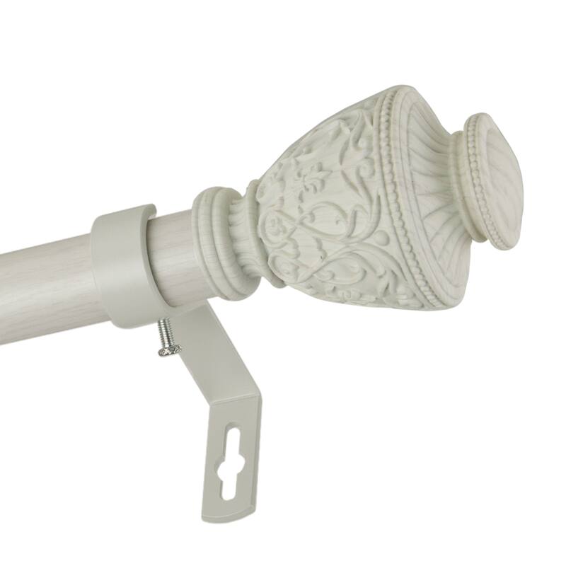 InStyleDesign Neva 1 inch Faux Wood Curtain Rod - 48 to 84 inches - Pearl White