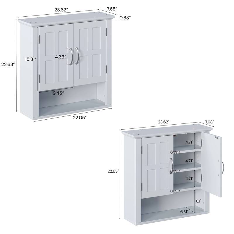 Bathroom Wall Storage Cabinet, Multi -functional Wall Mounted Cabinet with Adjustable Shelves, Medicine Cabinet