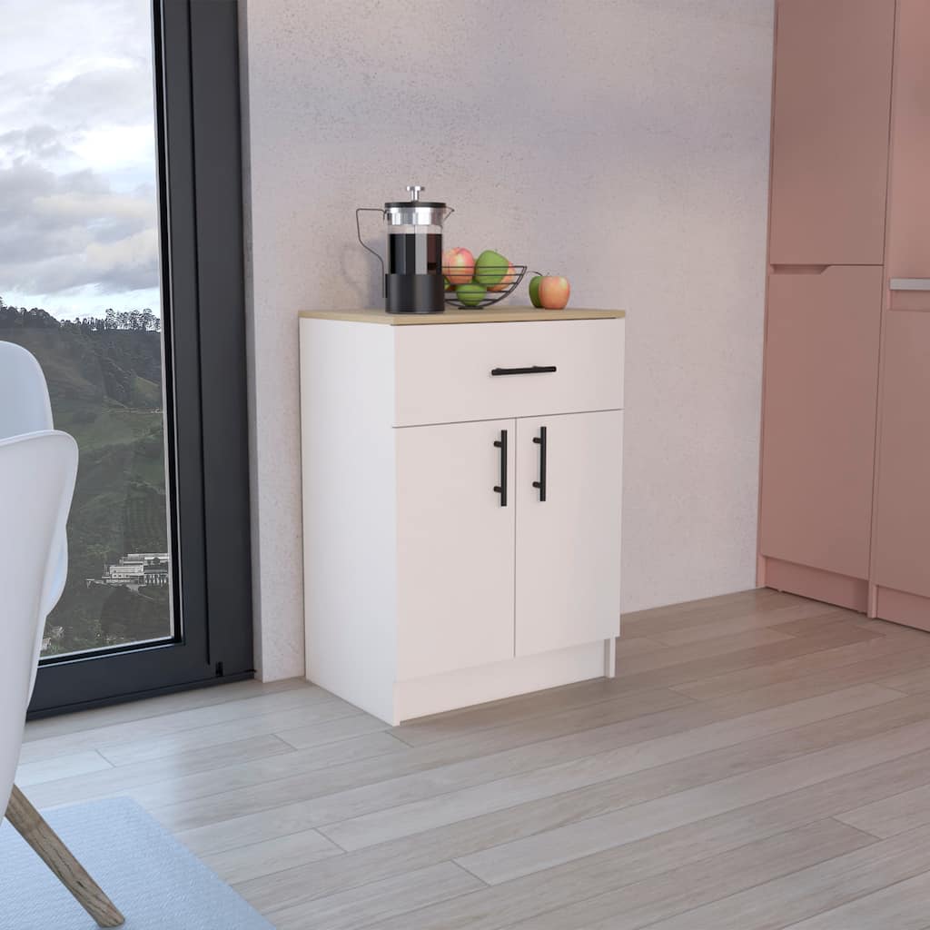 Mayorca Multistorage Pantry Cabinet, One Drawer, Two Interior Shelves Ivory - Natural Oak