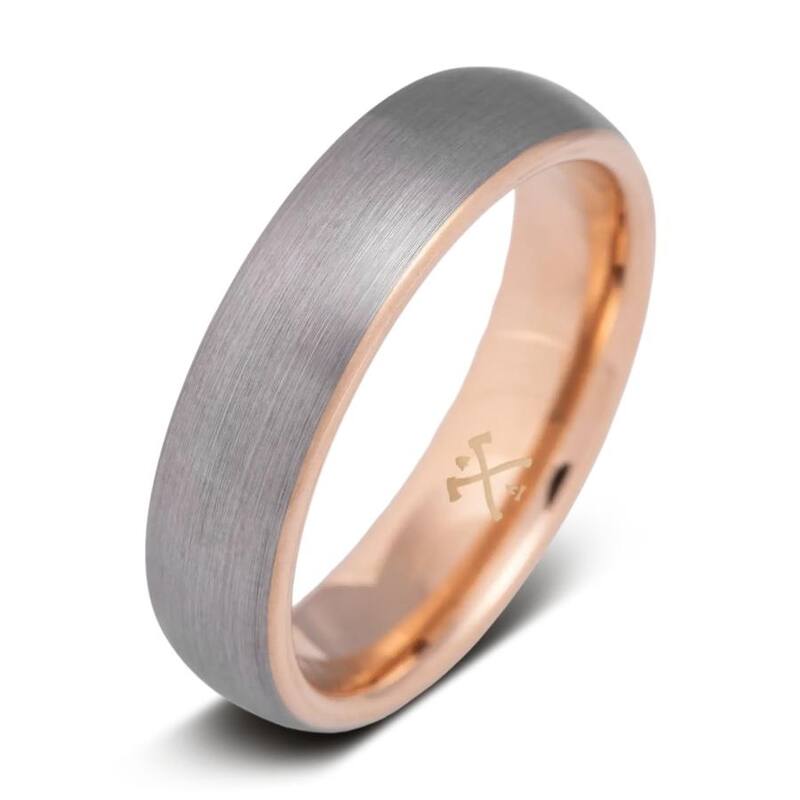 Manly Bands THE WHIZ Tungsten Rose Gold Plated 6mm Satin Band