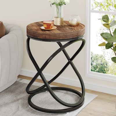 Round End Side Table Nightastand for Living Room Bedroom