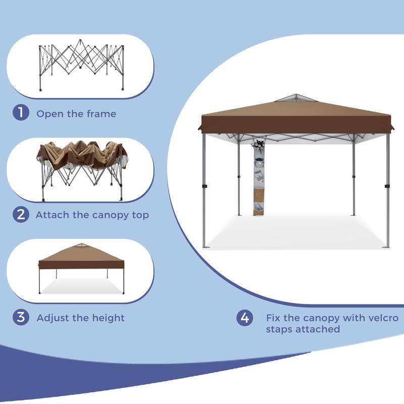 10' x 10' Pop Up Outdoor Canopy Tent Commercial Instant Reinforce Canopies with Wheel Carry Bag & Storage Pocket