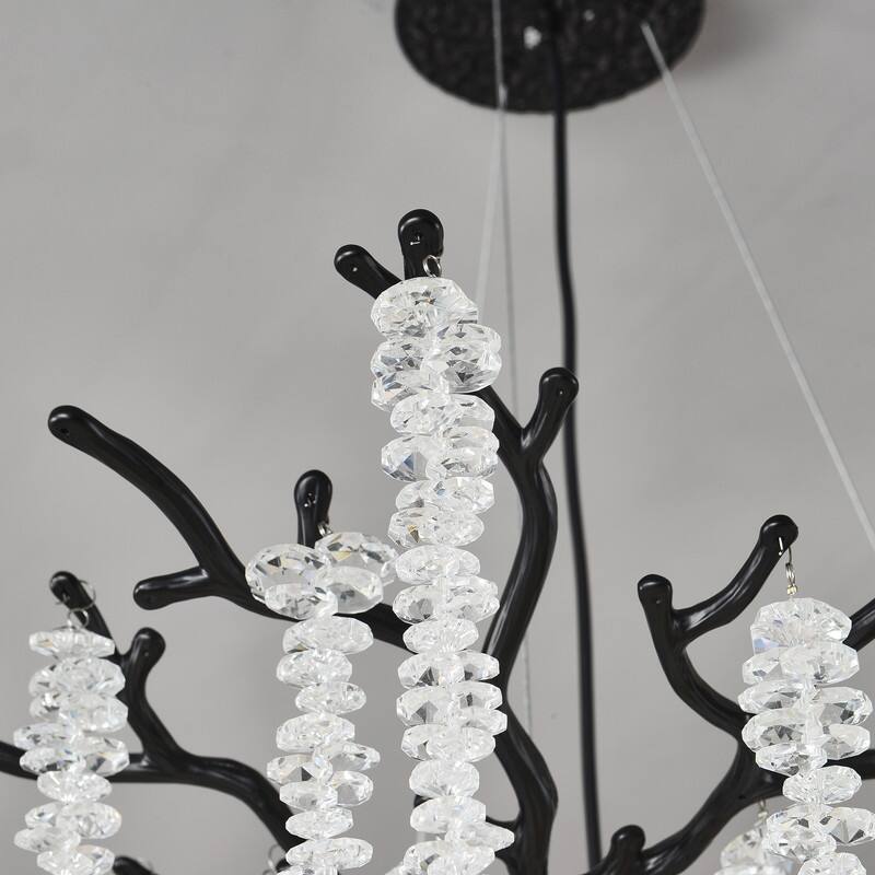 Golden Crystal Branch Chandelier Luxury Adjustable Lighting for Grand Entryways