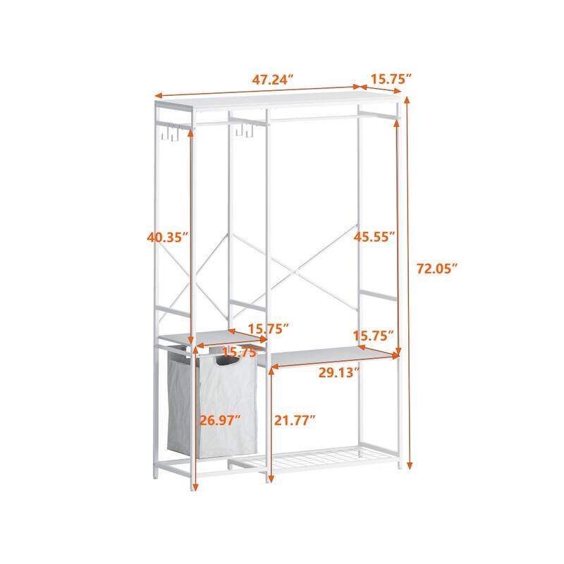 Portable Clothes Rack with Bottom Mesh Rack and Oxford Storage Bag