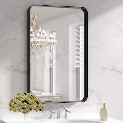 28x36 Inch Black Aluminium Frame Bathroom Mirror, for Living Room Bedroom Cloakroom