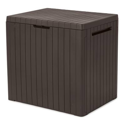 Keter City 30 Gallon Resin Deck Box for Outdoor Patio Storage Brown