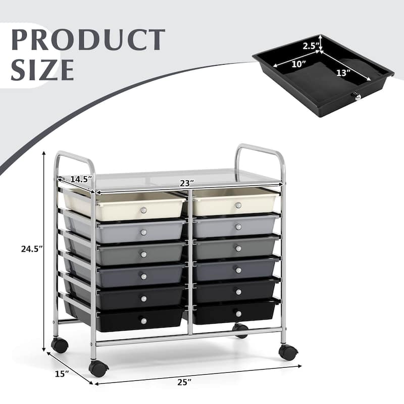 Costway 12 Drawers Rolling Cart Storage Scrapbook Paper Studio - See Details