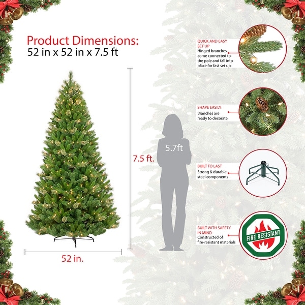 Puleo International 7.5 ft. Pre-Lit Teton Pine Artificial