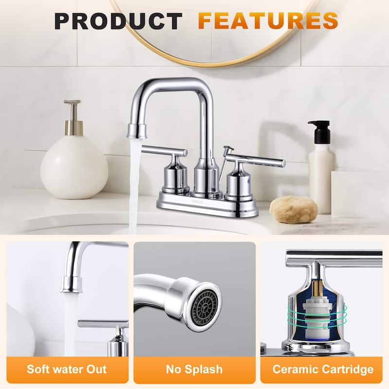 WOWOW 4 in. Centerset Double Handle Bathroom Faucet