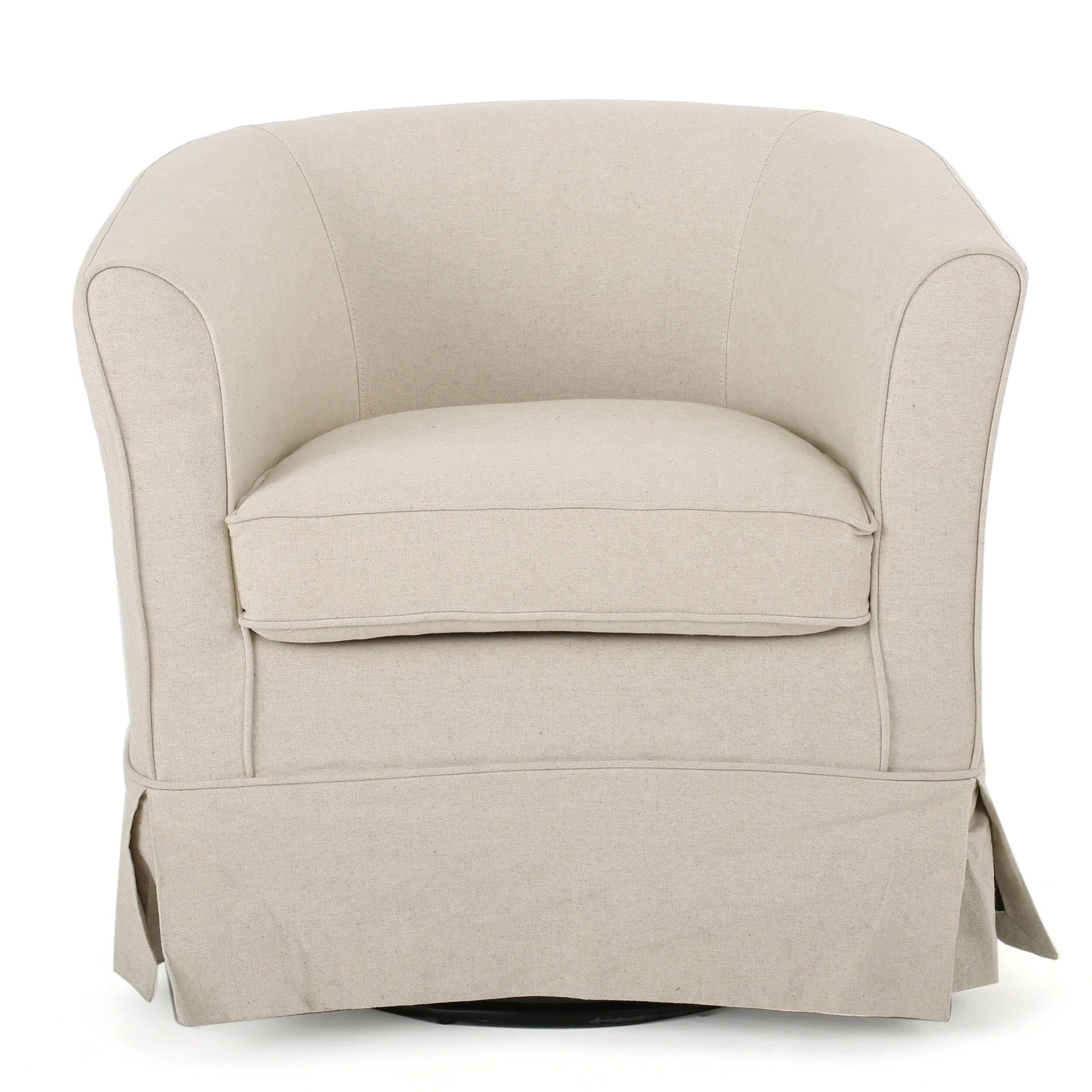 Cecilia Swivel Chair in Natural Fabric by Christopher Knight Home-image