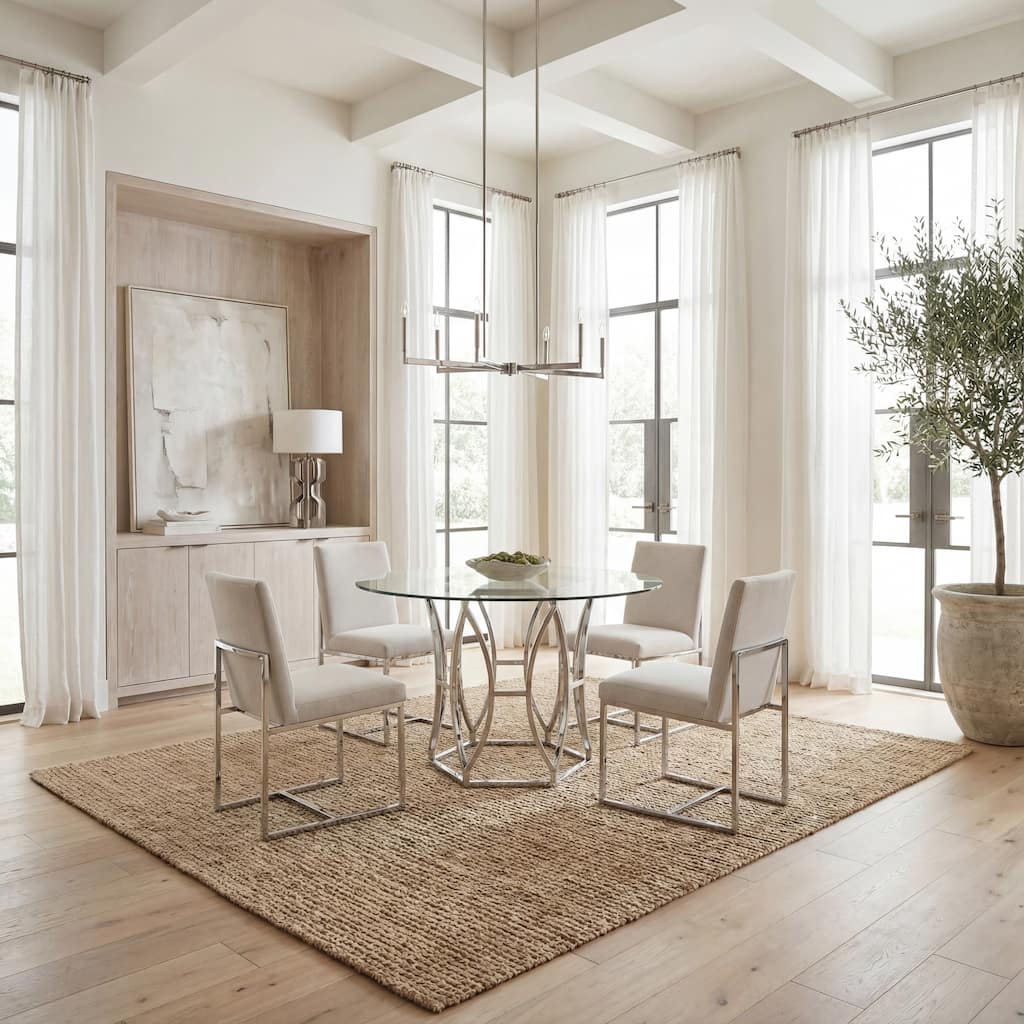SAFAVIEH Couture Bethwyn 42-inch Round Glass Top Dining Table - 42"W x 42"D x 30"H