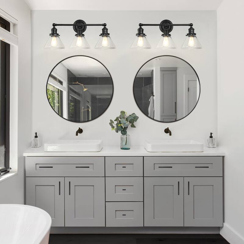 Augustin Transitional Indoor Dimmable 3-Light Bathroom Vanity Light Fixture - Matte Black - Matte Black