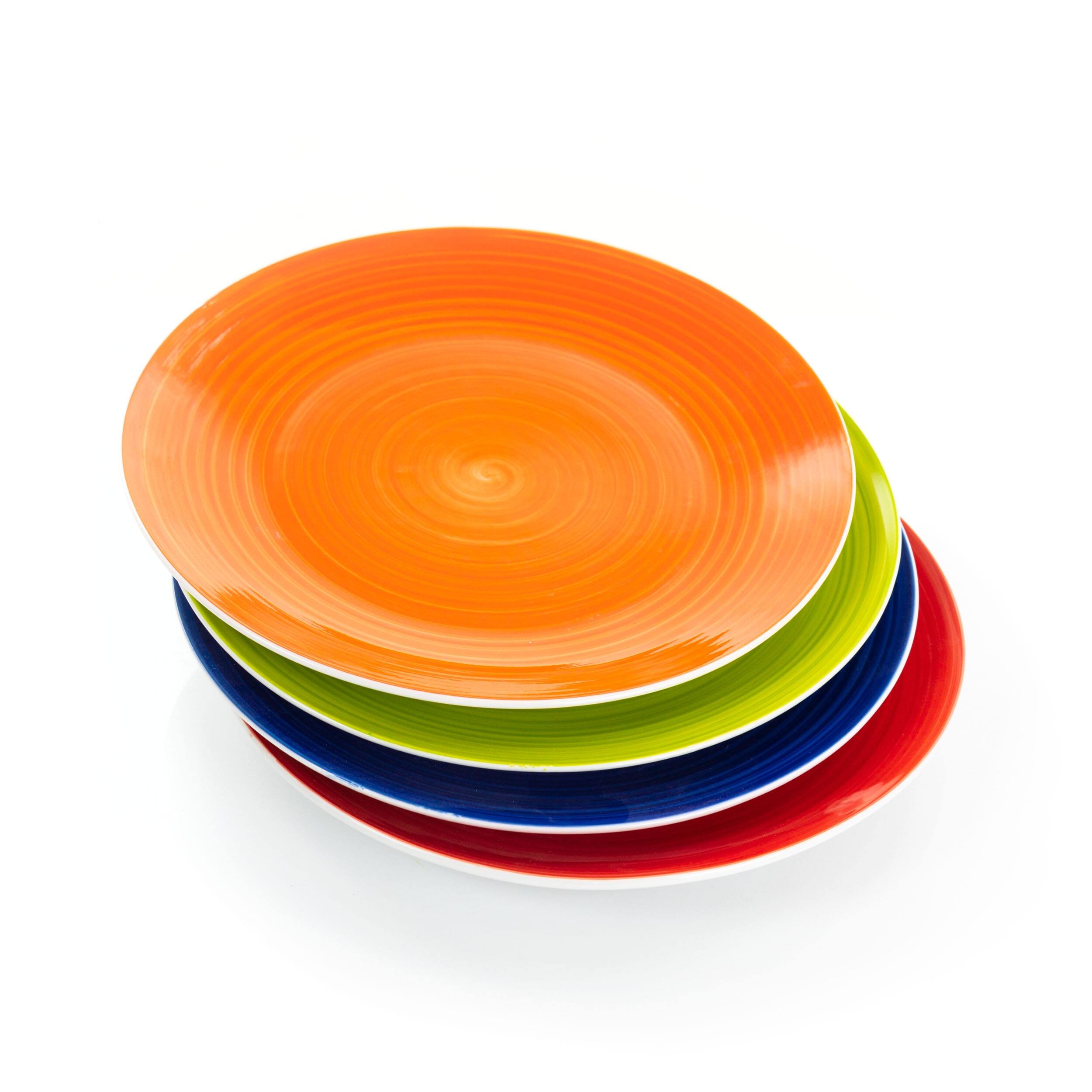 4 Piece 10.3 Inch Stoneware Dinner Plate Set in Assorted Colors On