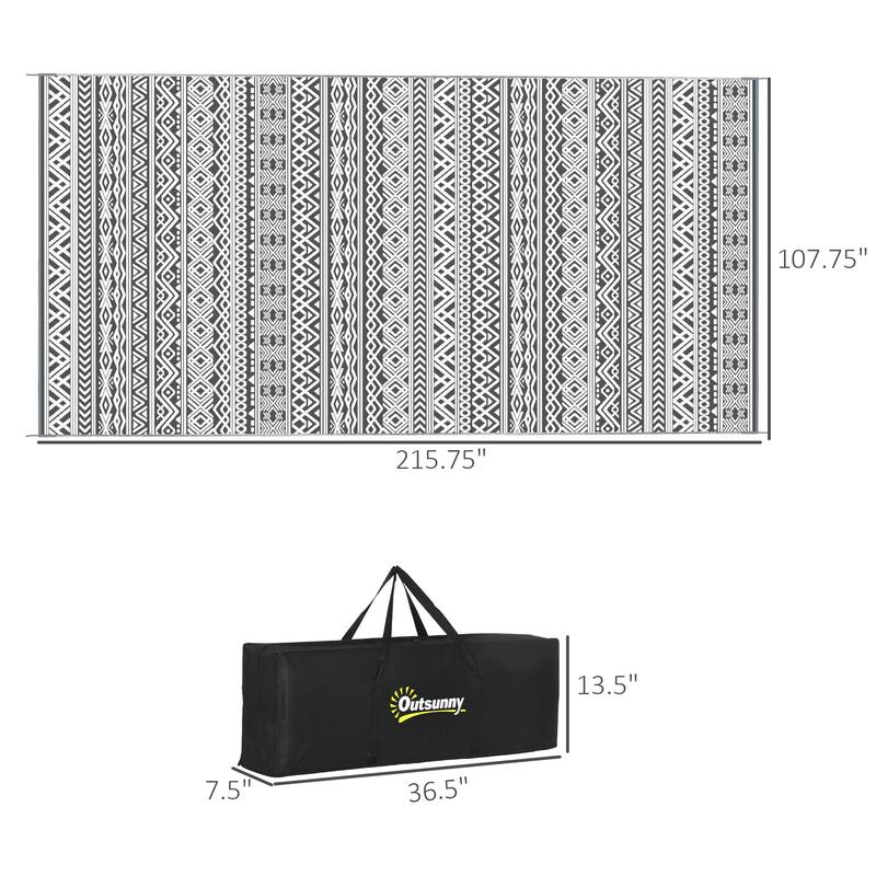 Outsunny Reversible Outdoor Rug, 9' x 18' Waterproof Plastic Straw Floor Mat, Portable RV Camping Carpet
