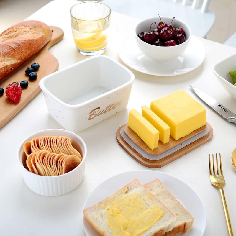 LOVECASA Porcelain 24Oz. Butter Dish with Lid