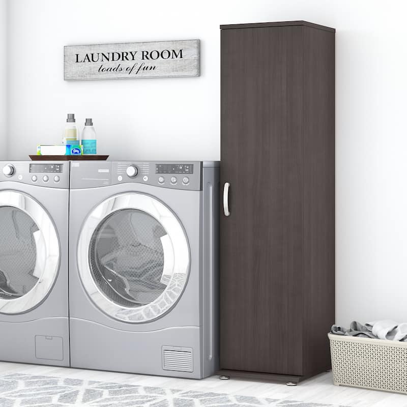 Universal Narrow Linen Tower with Door by Bush Business Furniture - Storm Gray