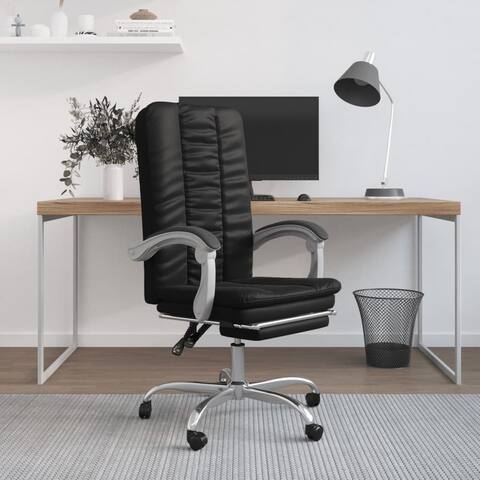 vidaXL Reclining Office Chair Black Faux Leather - 24.8" x 22" x (43.5"-47.2")