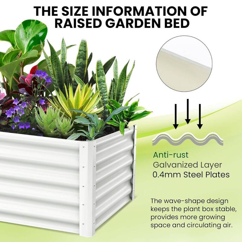2PCS 6x3x1.5ft Galvanized Raised Garden Bed, Planter Boxes Outdoor for Vegetables, Herbs, Flowers