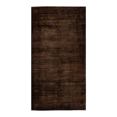 Overton Hand Knotted Wool Vintage Inspired Modern Contemporary Overdyed Brown Area Rug - 8' 3" x 16' 0"