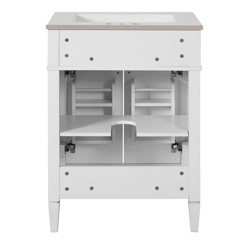 24" Bathroom Vanity with Sink, 2 Doors and Tip-Out Drawer, Soft-Closing Doors