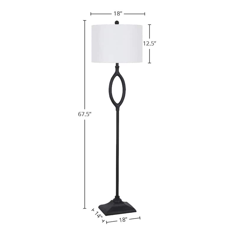 Polyresin Floor Lamp - Black Cast Iron, 68"