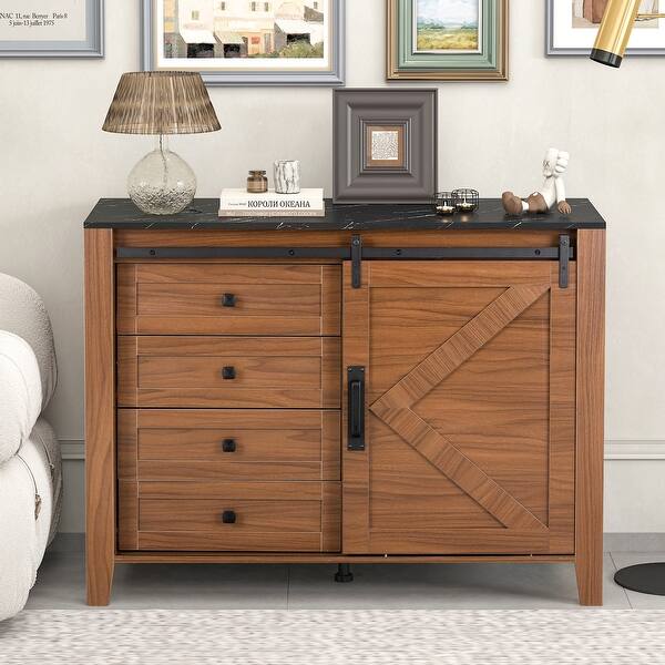 brown dresser black handles 5 Drawer Storage Dresser WX-5L206-MDF- – BizChair main image 1