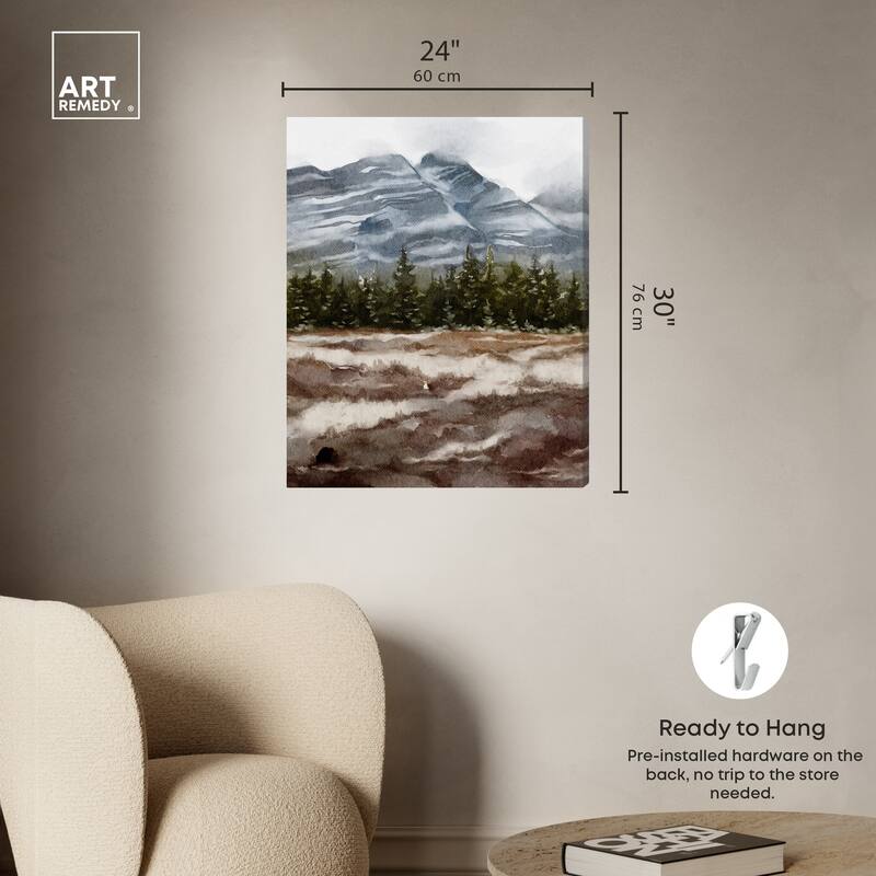 Art Remedy February Rocks Landscape Gallery Wrapped Landscape 1 Piece Canvas Wall Art Watercolor Style