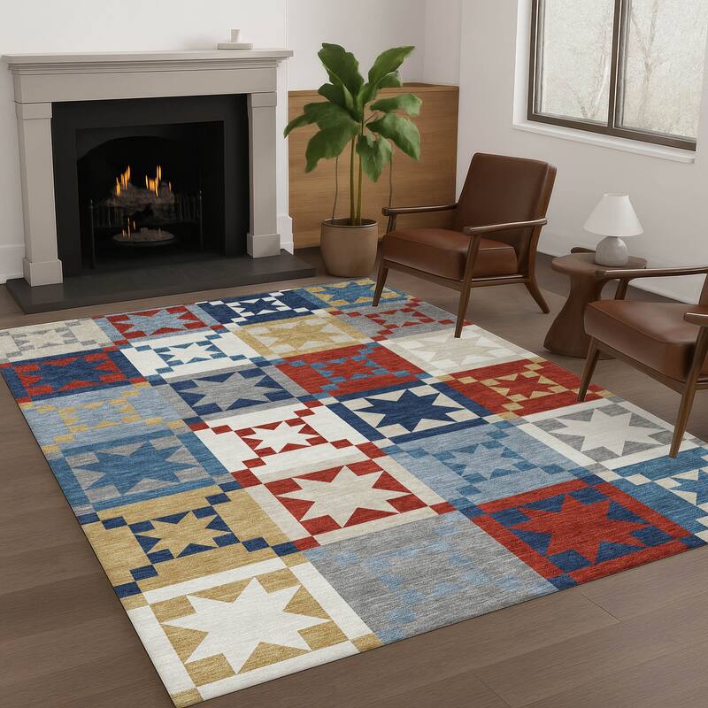 Machine Washable Indoor/ Outdoor Modern Newton Chantille Rug