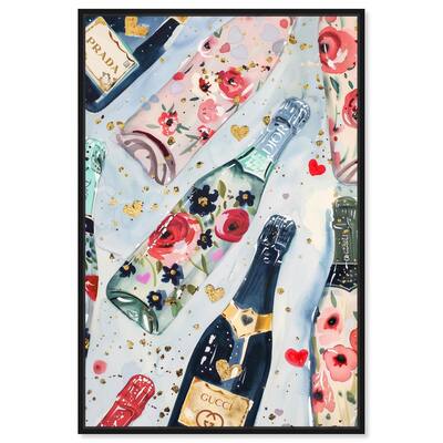 Fun Floral Champagne Canvas by Art Remedy
