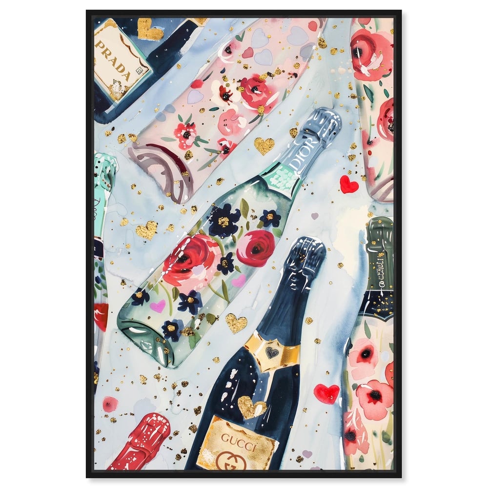 Fun Floral Champagne Canvas by Art Remedy