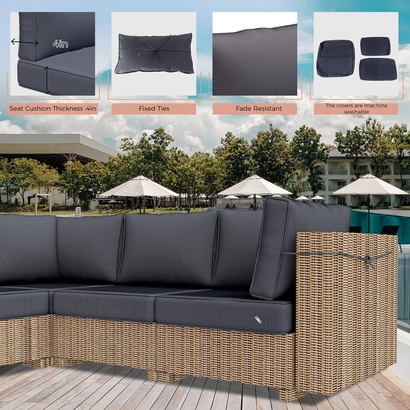 14 Piece Patio Furniture Cushion Set Outdoor Sofa Replacement Cushions