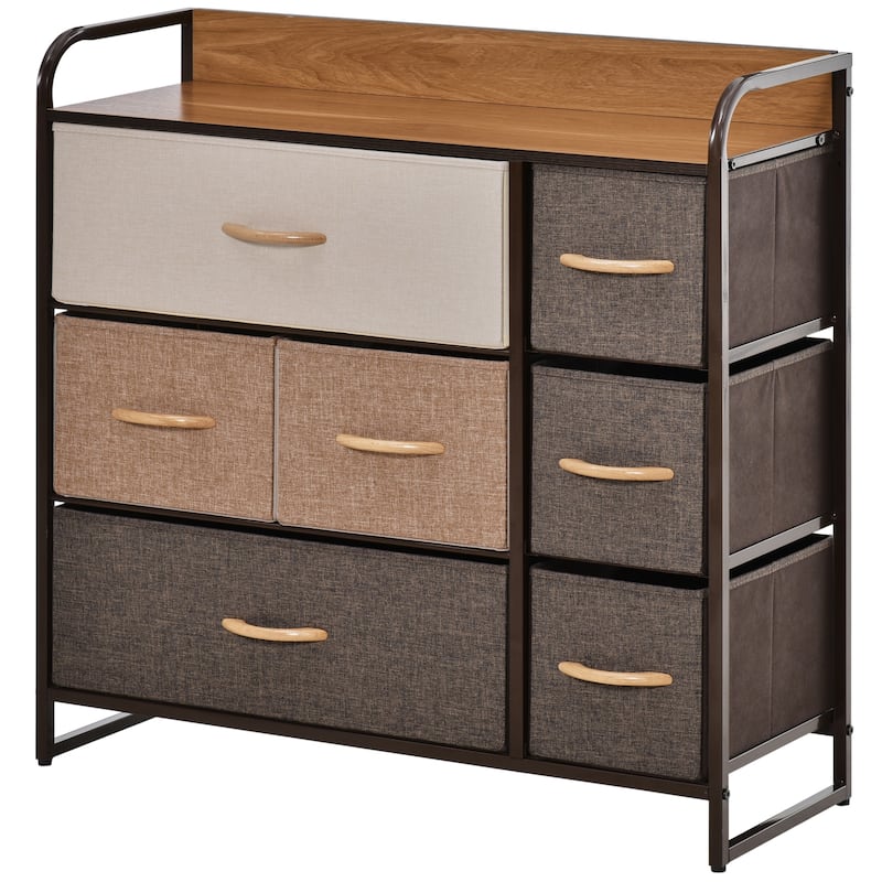 HOMCOM 5-Drawer Dresser Tower 4-Tier Storage Organizer with Steel Frame Wooden Top for Bedroom Hallway Closets